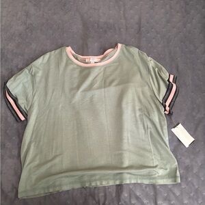 Moa Moa Olive Top with Pink Trim